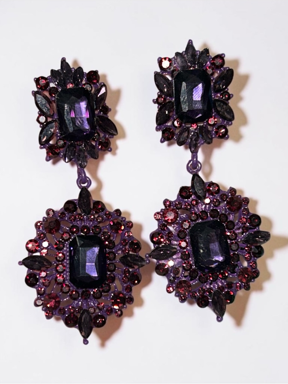 Purple Crystal Drop Earrings - Women Jewelry
